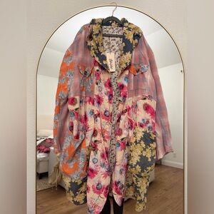 SOLD Blue Velvet Double Breasted Mix Floral Jacket